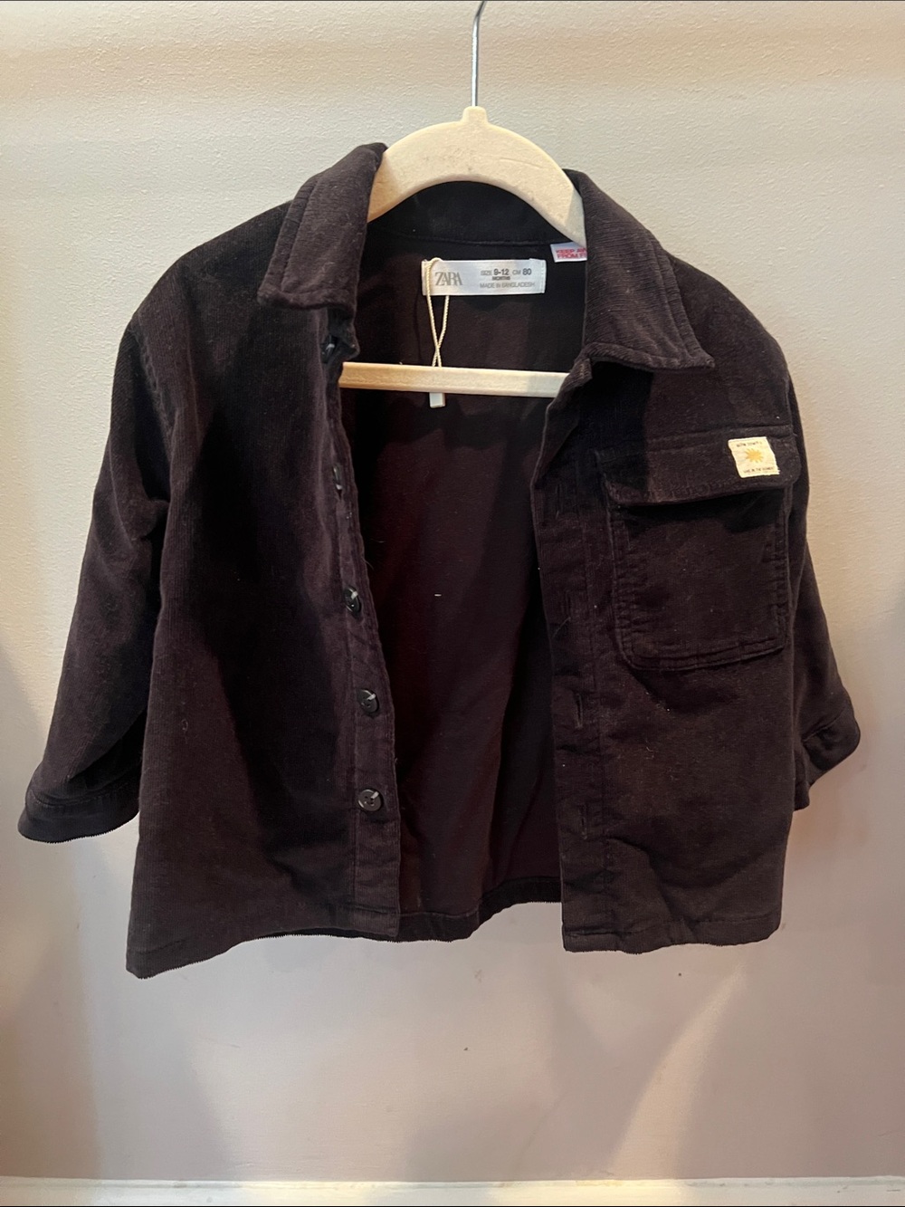 Zara Kids Black Corduroy Overshirt Jacket